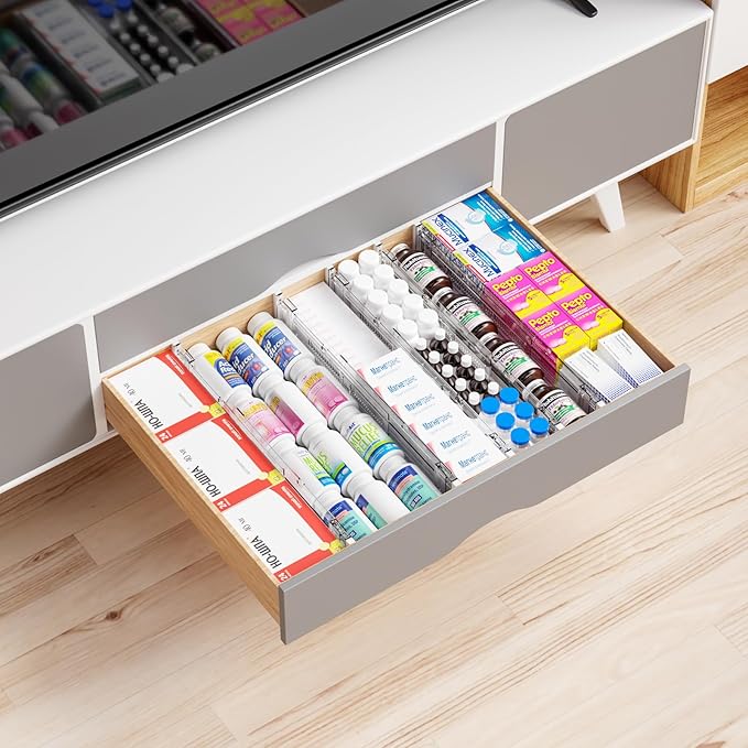Yieach 4 Pack 3.2 Inch Shallow Acrylic Drawer Dividers for Clothes,Expandable Deep Dresser Dividers From 15 to 21'',Adjustable Drawer Separators for Dresser,Nursery and Baby Clothing,Sock,Underwear