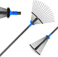 BsBsBest 75" Rake for Leaves with 18 Metal Tines 10-18" Expandable Head Rakes Adjustable Handle for Lawn Leaf Rake Yard Tools for Collecting Leaves, Grass Clippings, Garbage Blue