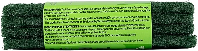 Amazon Basics Heavy Duty Scour Pads, Dish Scrubber for Kitchen + Outdoor, 4 Count, Pack of 1