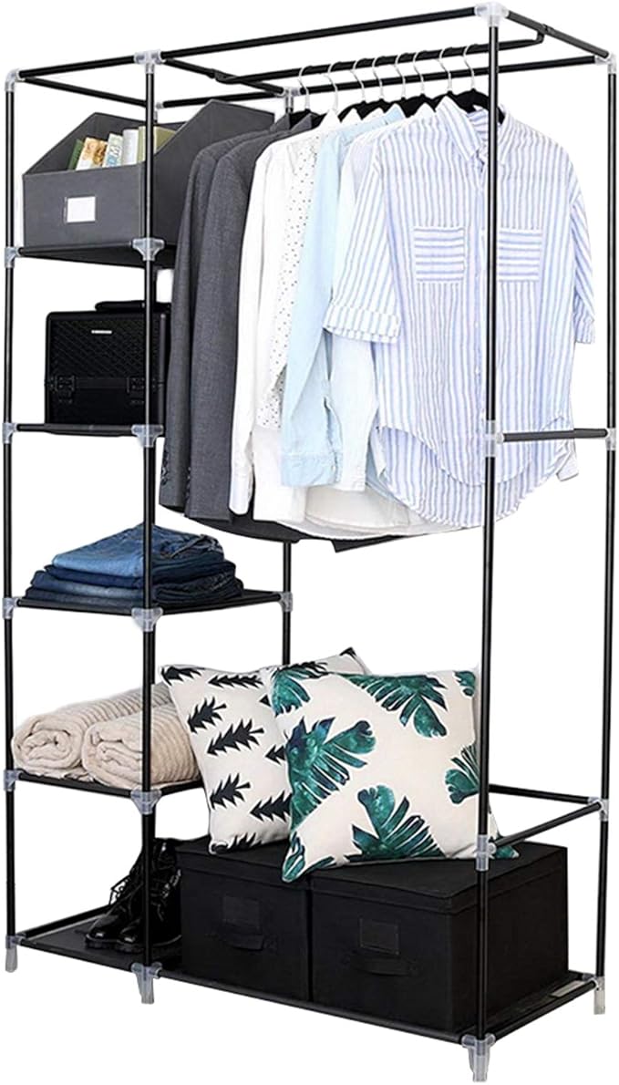 Portable Closet Wardrobe Closet for Hanging Clothes, Closet Organizer Storage Large Wardrobe Closet Free Standing Clothes Rack Clothes Storage Organizer for Bedroom Living Room