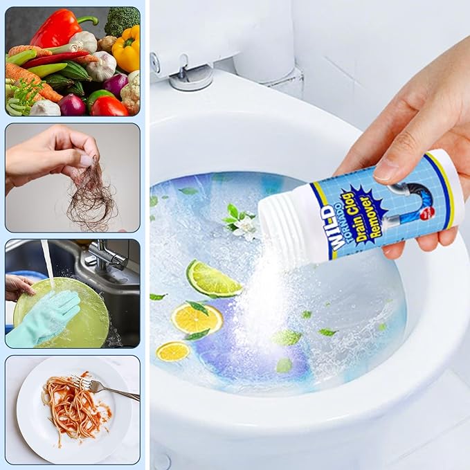 Wild Tornado Pipe Dredge, Fast Foaming Drain Clog Remover for Sink & Kitchen (4pcs)