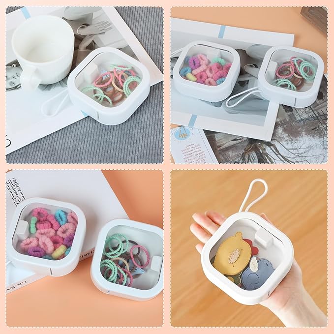 Hair Tie Organizer, Small Portable Hair Accessories Storage Can Be Stackable Or Hung On The Wall, Small Items Holder Hair Tie Organizer for Jewelry Hair Stuff Hair Clip Cotton Swab