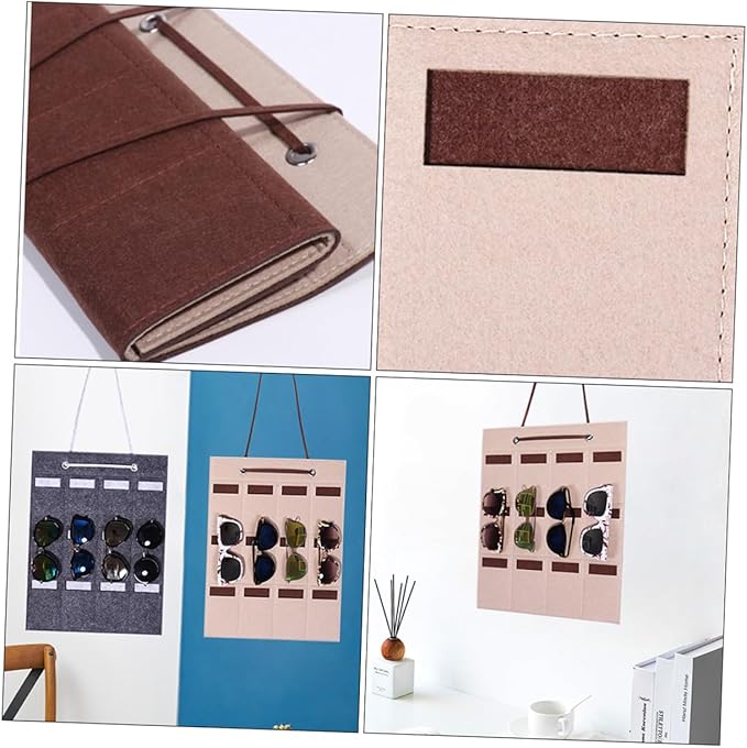 VALICLUD Felt Sunglasses Organizer Hanging Bag 30x40cm Small Storage Pouch Wall-Mounted Glasses Holder for Eyewear and Jewelry Storage