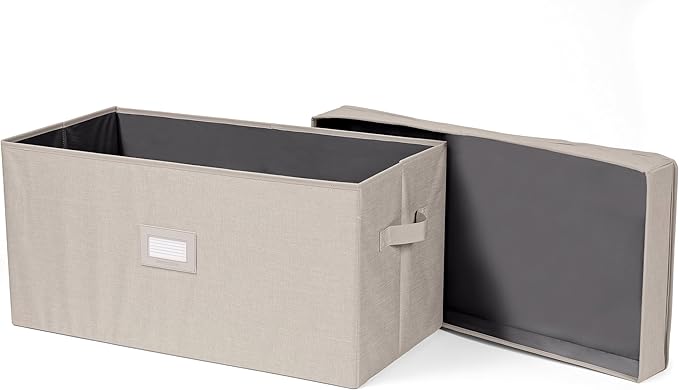 Covermates Keepsakes - Storage Box - Heavy Duty Polyester - Reinforced Handles - ID Window - Indoor Storage - Closet Storage, Beige Heather