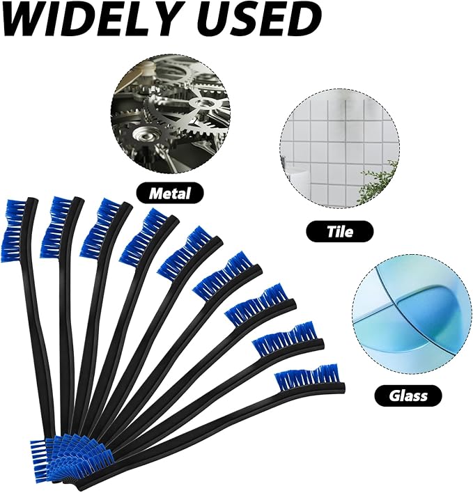 9Pcs Double-Ended Cleaning Brushes Set Nylon All Purpose Clean Brush Small Detailing Crevice Brush Mini Stiff Bristles Brushes for Kitchen Sink Bathroom Gaps Corner Small Space