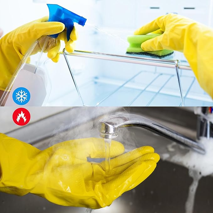 Rubber-Gloves Dishwashing Gloves for Cleaning-Kitchen - 2 Pairs Long Household Cleaning Gloves for Washing Dishes