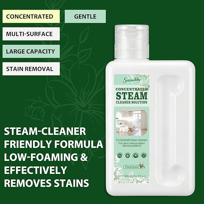 Snowlily 20X Concentrated Multi-Surface Steam Mop Solution for All Steam Mops & Machines – Cleans Floors, Curtains, Carpets & Fabrics, Fresh Floral Scent, 16.9 fl oz (Fresh Floral)