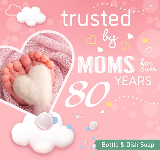 Dreft Bottle and Dish Soap | Made to Clean Baby Bottles,Sippy Cups,Pacifiers,Breast Pumps,& More | Gently Removes Milk Film & Odors-| Plant Based,Fragrance Free Dish Soap-| 18 Fl Oz,(Pack of 6)