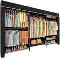 Ulif E13C Max Heavy Duty Closet Organizer System，Freestanding Clothing Racks for Hanging Clothes，Adjustable Garment Rack 86" W x16 D x77 H Hold 1100 lbs，Black Rack with Black Dustproof Cover