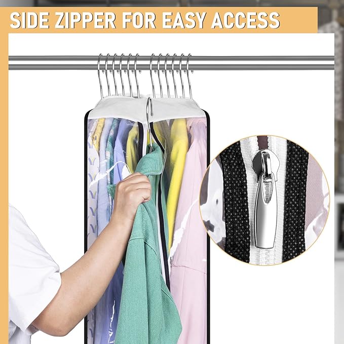 MISSLO 32" All Clear Garment Bags for Hanging Clothes 10" Gusseted Suit Bags for Closet Storage Suit Cover Hanging Clothes Storage for Shirts, Coats, 3 Packs