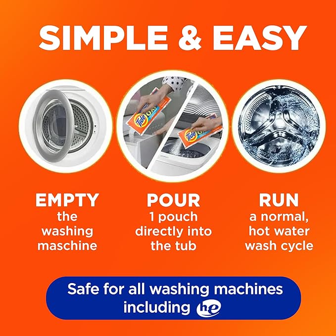 Washing Machine Cleaner by Tide, Washer Machine Cleaner with Oxi for Front and Top Loader Washer Machines, Deep Cleaning Residue & Odor Eliminator, 21 Month Supply