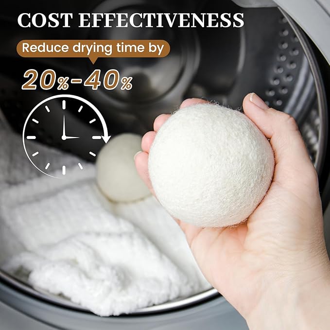 Wool Dryer Balls Handmade 3 Pack XL, Laundry Dryer Lint Balls, Reusable New Zealand Wool Natural Fabric Softener Essentials, Replace Dryer Sheets, Wrinkles Free, Shorten Drying Time