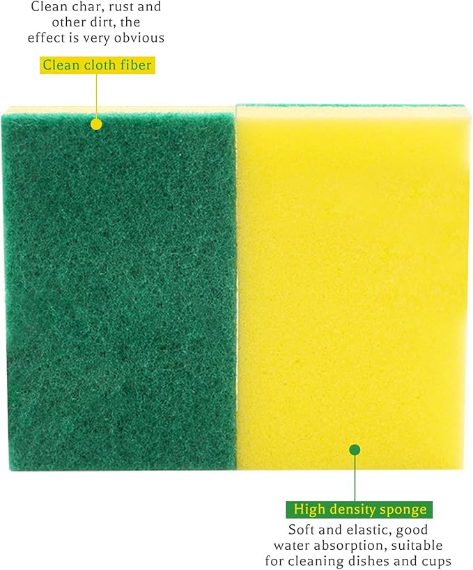 30 Pack Kitchen Sponges Individually Wrapped, Non-Scratch Scouring Pads Bulk Scrub Sponges for Cleaning Kitchen and Household, Car, Dish Sponge for Apartments Hotel