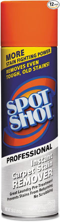 Spot Shot Professional Instant Carpet Stain Remover No-Scrub Aerosol, 18 OZ [12-Pack]