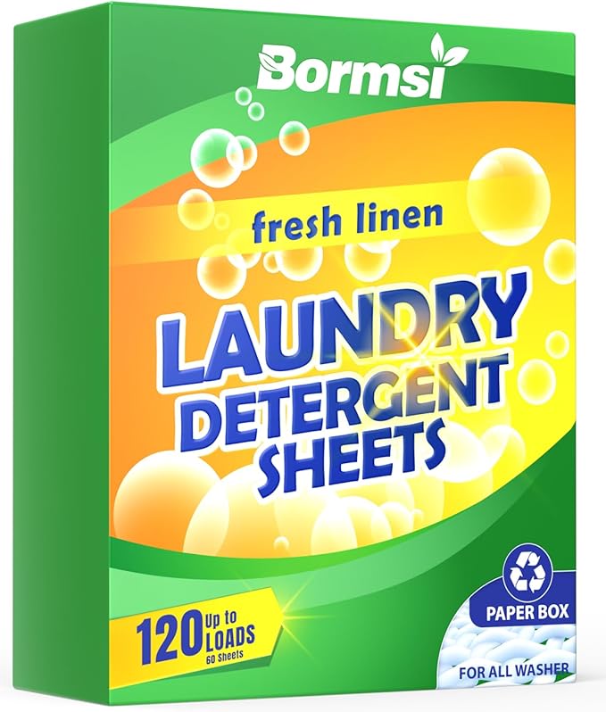 Laundry Detergent Sheets Fresh Scent 120 Loads No Plastic Jug, Travel Laundry Soap Detergent 60 Sheets