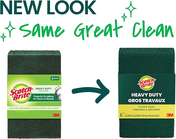 Scotch-Brite Heavy Duty Scour Pads, 6 in. x 3.8 in. (Green) / 2-Pack