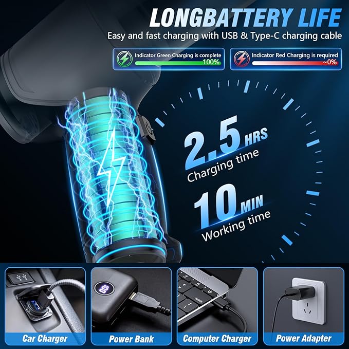 Car Vacuum Cleaner, 15000Pa Handheld Cordless Rechargeable Wet & Dry Vacuum, 120W High Power for Car, Pet, Home, Office Cleaning, Washable HEPA Filter, Multi-Nozzles