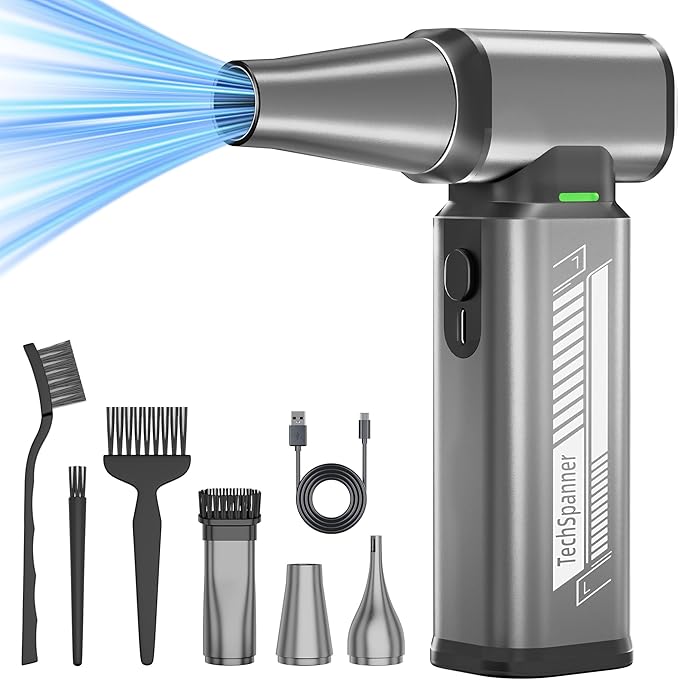 Compressed Air Duster-300000RPM Super Power Cordless Electric Air Duster, Stepless Adjustment & 3-Gear Adjustable Rechargeable Brushless Motor Air Blower for Computer, Keyboard, House, Outdoor and Car