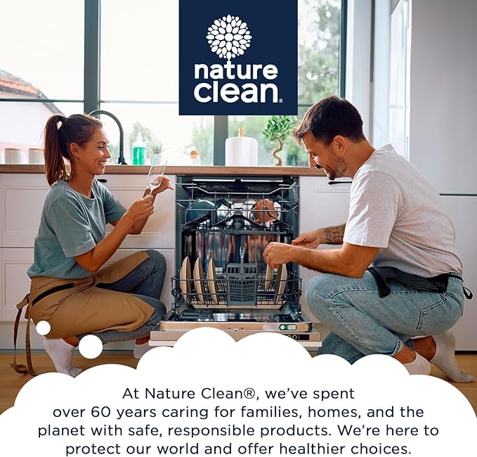 Nature Clean All Natural Dishwasher Rinse Aid Cleaner, Liquid Dishwasher Rinse Agent Spot-Free Glass & Cutlery in Hard Water, Non-Toxic Dish Washer Drying Agent & Stain Remover, 8 oz/250ml, Pack of 1