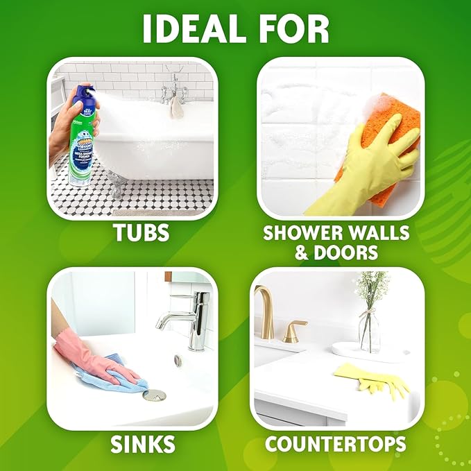 Scrubbing Bubbles Mega Bathroom and Shower Foamer Aerosol, Rainshower Scent, 20oz