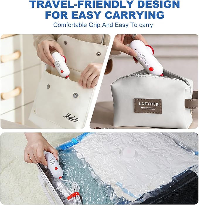 VMstr 15 Pack Travel Vacuum Storage Bags with USB Pump, Vacuum Packing Seal for Luggage and Suitcase, Space Saver for Clothes and Clothing Travel
