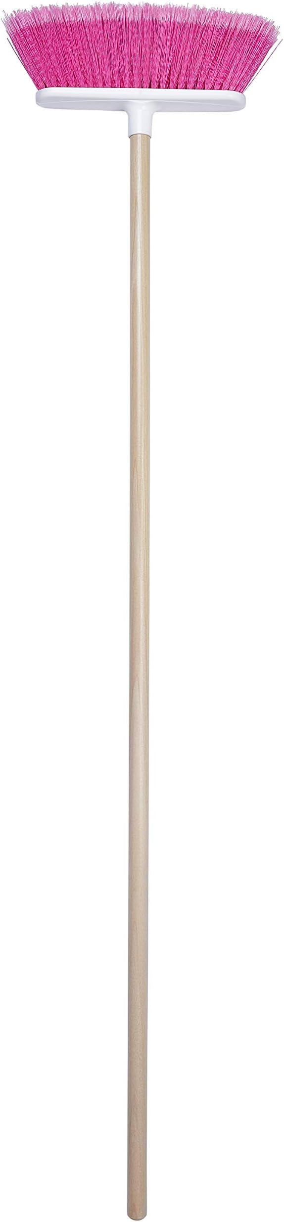 The Original Soft Sweep Magnetic Action Fuchsia Broom with Natural Finish Wood Handles (1 Fuchsia Broom)