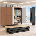 Heavy Duty Covered Clothes Rack with Magnetic Door Foldable Portable Wardrobe Closet for Hanging Clothing Rolling Black Metal Garment Rack on Wheels Closet System (Dragon Sandalwood, 58.9in)