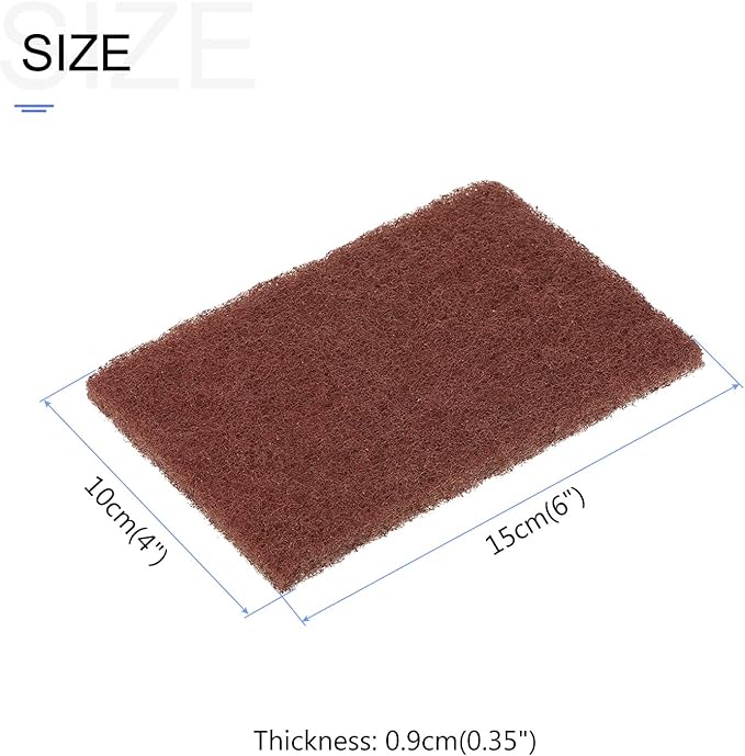 METALLIXITY Scouring Pad (15 x 10cm/ 6"x4") 10pcs, Non-Scratch Scouring Sponge Scour Pads - for Cleaning Dishes Pots, and Pans, Brown