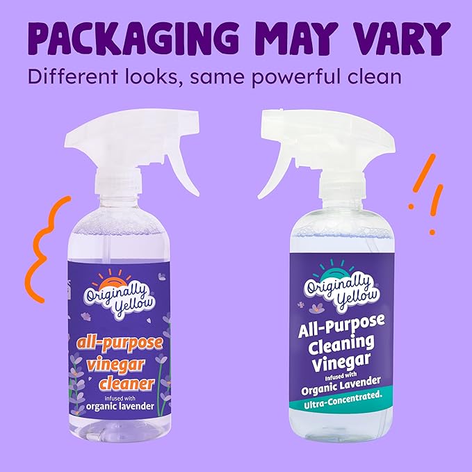 Originally Yellow Lavender distilled white vinegar for cleaning purpose Spray | Cleaning Vinegar For home | Living Room, Bathroom, & Kitchen | Plant-Derived All Purpose Cleaner Spray | 3 Pack
