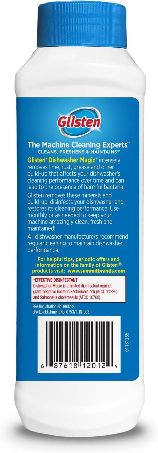 Glisten Dishwasher Magic Disinfectant & Cleaner Lemon 12 Oz