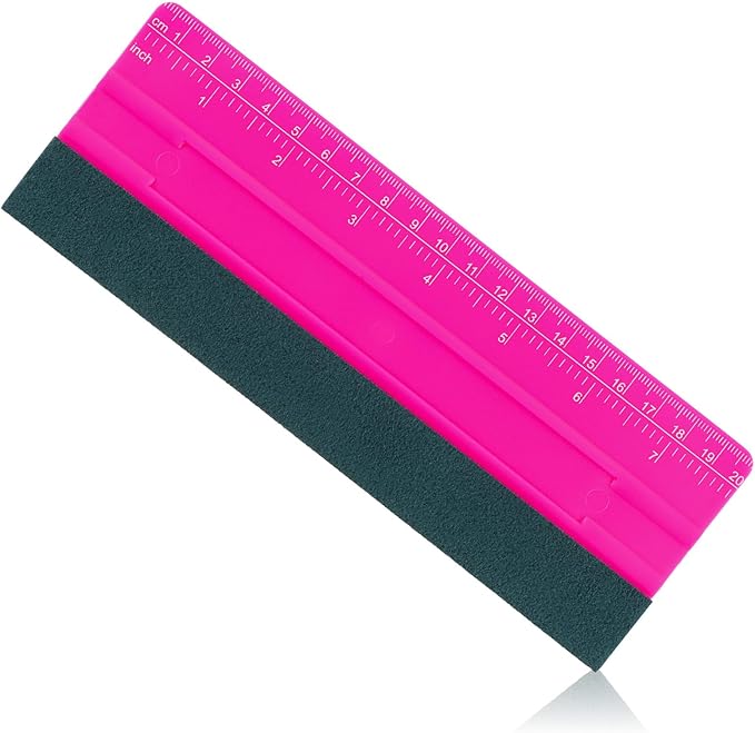 Vinyl Squeegee Tool, Felt Squeegee for Vinyl Application, TPE Rubber Smoothing Tool for Decals, Stickers & Window Film (Red, 7.9 x 2.8 Inches)