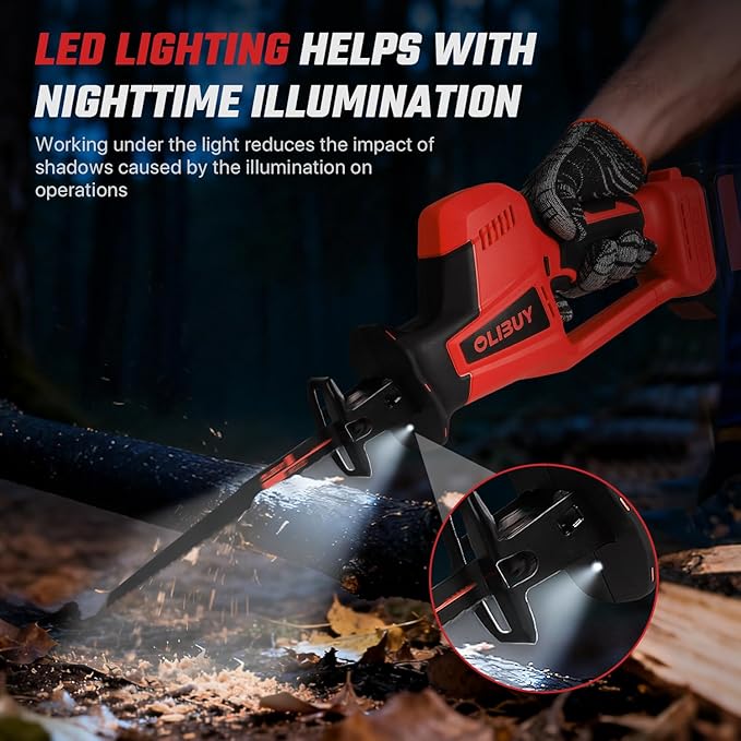 Reciprocating Saw for Milwaukee M18 Battery,【Battery Not Included】,Cordless Sawzall with 8 Blades,0-3000SPM Variable Speed, Cordless Reciprocating Saws for Wood/Metal/PVC Cutting
