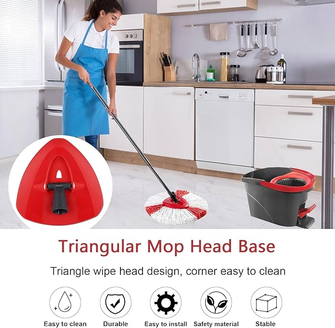 Spin Mop Base for Vileda/Cedar EasyWring Microfibre Spin Mop 1 Tank System - Rotating Triangle Mop Heads Refill Plastic Cover Replacement Accessories