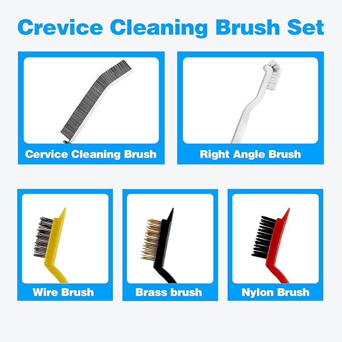 Multi-Purpose Hard Bristle Brush Set, Crevice Cleaning Brush Kit for Deep Cleaning Kitchen, Bathroom, Grout, Sink, Cup, Teapot, Bottle, Blender, Corners, Tight Spaces, 9 Pack
