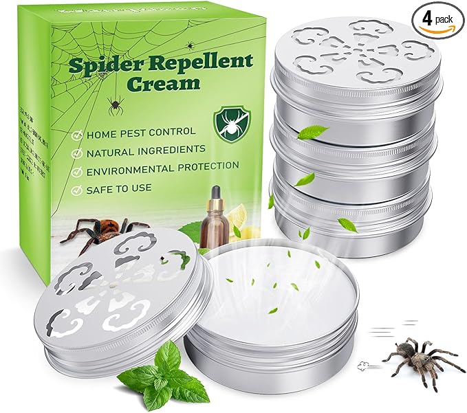 4 Pack Spider Repellent Indoor for Car Engines, Peppermint Oil, Naturally Spider Killer and No-Toxic Stay Away Spider Traps Indoor, Rat, Roach, Mosquito, Bugs & Other Pest Stay Away Spider Spray