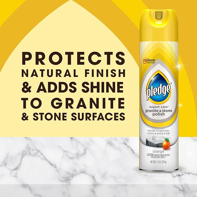 Pledge Granite & Stone Cleaner, Expert Care, Aerosol, Orange Scent, 9.7 oz.