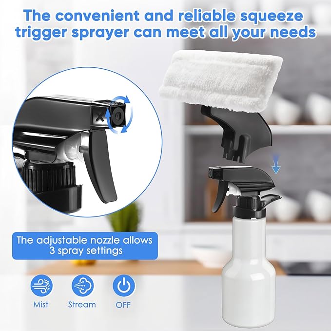 Window Vacuum Squeegee Cordless, Handheld Window Vac with Multi-Purpose Spray Bottle & Microfiber Cloth, Electric Cleaning Tool for Windows, Tiles, Mirror, Countertop, Car Windshield