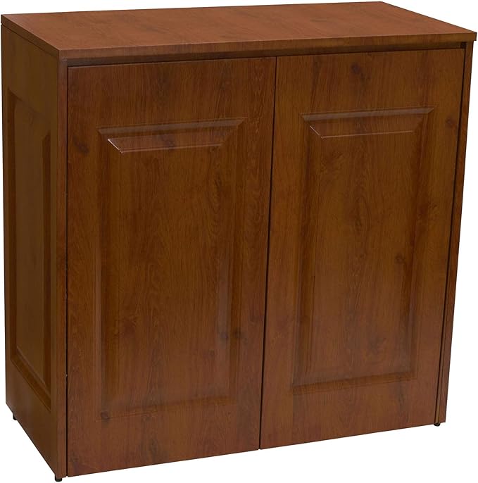 Household Essentials Double Hamper Cabinet, Metal Exterior and Removable Polyester Bags, Dual Compartments for Sorting, Faux Wood Grain