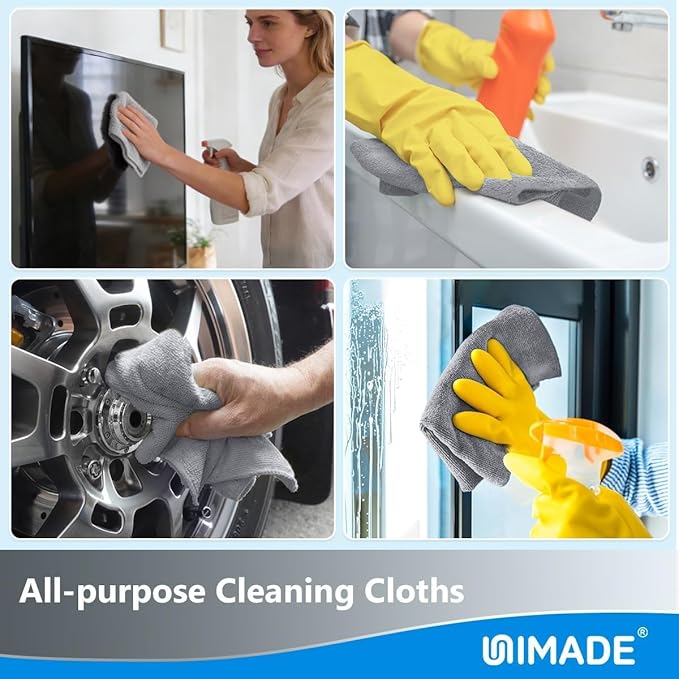 Microfiber Cleaning Cloth, 75 Sheets Microfiber Towels for Cars Commercial Grade Washcloths Lint-Free Bulk Shop Towel Cleaning Rags for Household Restaurant Garage Housekeeping, 11"x 9", Grey