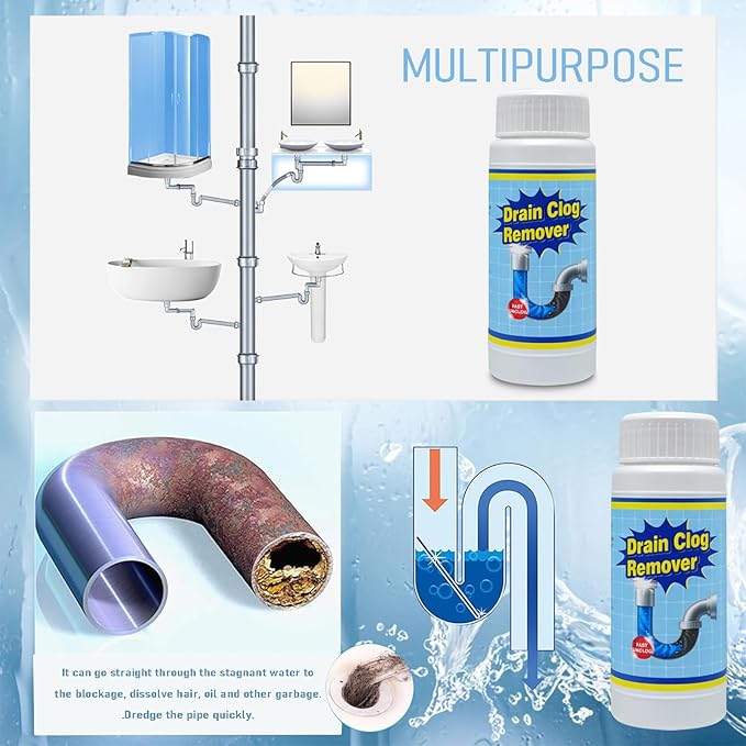 Wild Tornado Sink and Drain Cleaner, Wild Tornado Drain Clog Remover, Powerful Sink Cleaner Powder Fast Foaming for Kitchen Toilet Pipe Quick Cleaning Tool Clog Remover