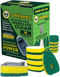 Smilyeez No Plastic Heavy Duty Green Dotted Sponge Refill (10 Pack) for Scotch Brite's Dishwand Refills with Adapter