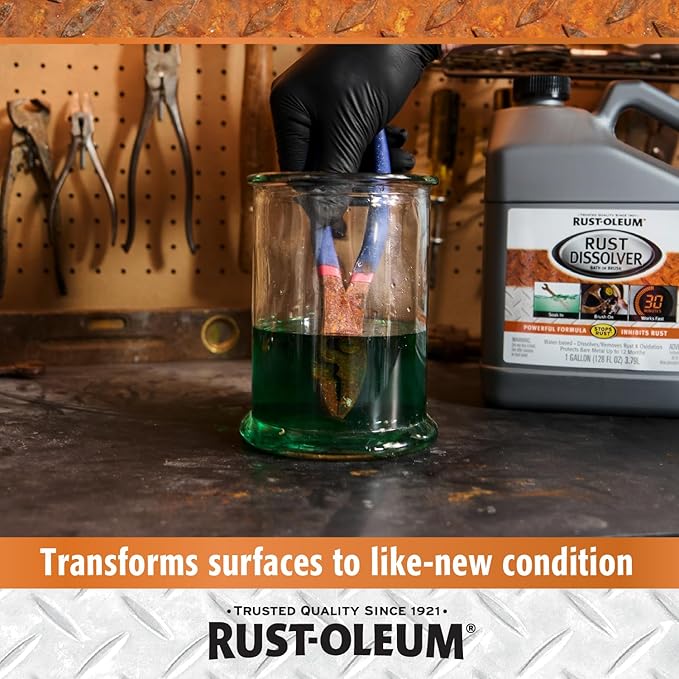 Rust-Oleum Rust Dissolver Soak & Bath | Heavy-Duty Corrosion Remover for Metal Tools, Cars, Bikes, Grills, Bolts, Firearms & More | Gallon