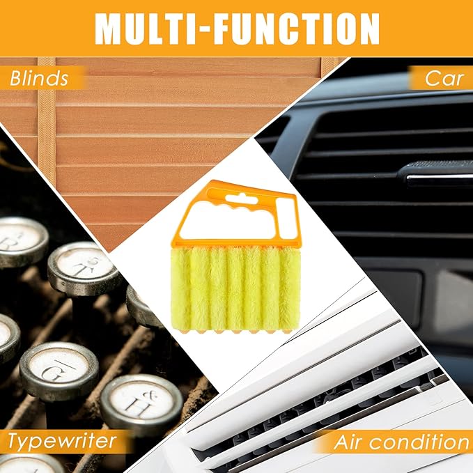 Geiserailie 1 Pcs Window Venetian Blind Cleaner Duster Tool Washable 7 Fingers Dusting Cleaner and Air Vent Shutter Brush Blinds Air Conditioner Fan Duster Dirt Housekeeping Tool (Orange)