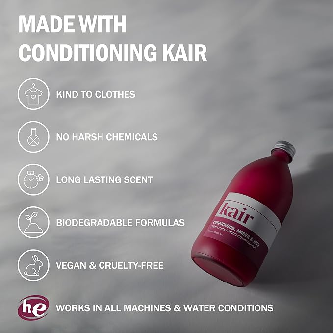 Kair Signature Fabric Conditioner - Cedarwood, Amber & Iris | Plant-Based Fabric Softener, 16.9 Fl Oz, Vegan, Cruelty-Free, Biodegradable, Anti-Static Softens & Protects Fibers
