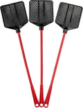 Rubber Fly Swatter, Long Fly Swatter Pack, Fly Swatter Heavy Duty, Red Color (3 Pack)