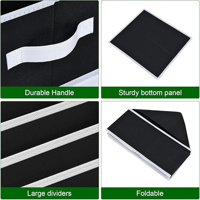Homsorout Foldable Closet Organizer with Handles - 6 Pack Fabric Wardrobe Dividers for Clothes Storage Jeans, Pants, Sweaters, T-Shirts，Black
