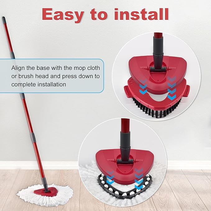 Mop Replacement for Ocedar, Mop for O Cedar, Replacement Mop for O Cedar Spin Mop Contains 4-Section Mop Handle 2 Mop Replace Head 1 Mop Base 1 Scrubber Mop Head for O-Cedar Spin Mop