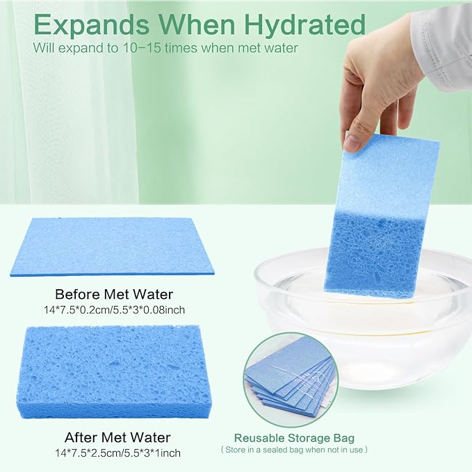 Large Cellulose Sponges, Kitchen Sponge for Dish, Thick Heavy Duty Scrub Pads, Non-Scratch Scrubber for Household/Cookware/Bathroom/Office/Boat 5.5" x 3" x 1" (7 Pack) Blue