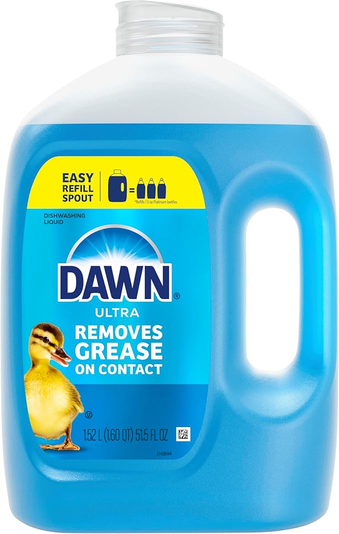 Dawn Ultra Original Dish Soap Refill Jug, Large Size Original Blue Liquid Dishwashing Detergent, Powerful Dawn Dish Soap for Grease, 51.5 oz