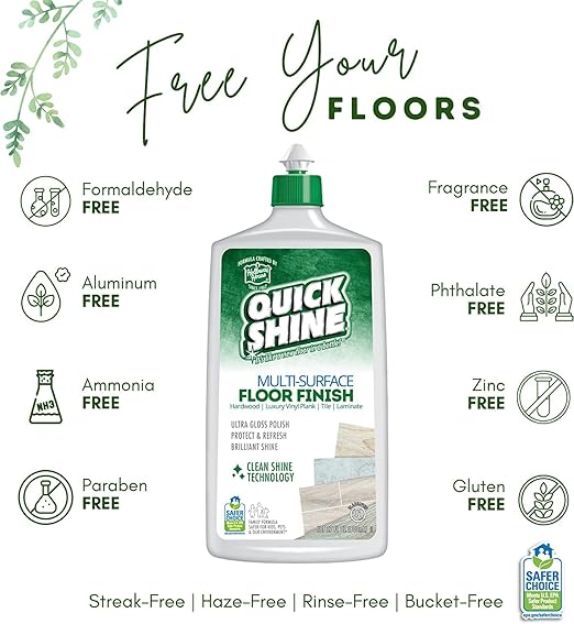 Quick Shine Floor Finish, 27 fl oz (Pack of 4)